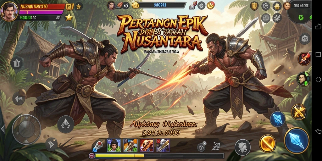 Screenshot gameplay menampilkan pertarungan seru dalam NUSANTARATOTO.