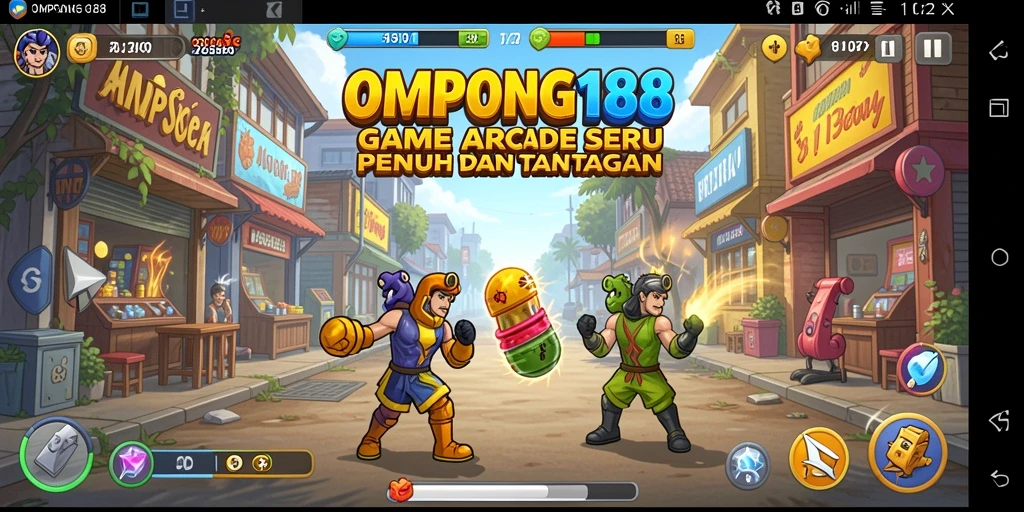 Screenshot utama OMPONG188 menampilkan gameplay arcade yang seru.