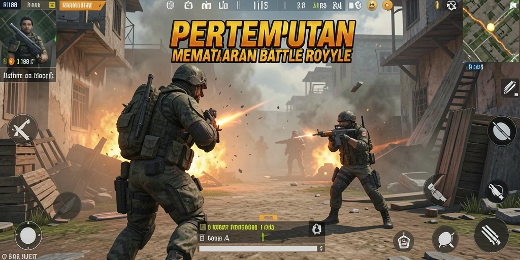 Gameplay RI188 yang intens dengan aksi pertempuran Battle Royale.